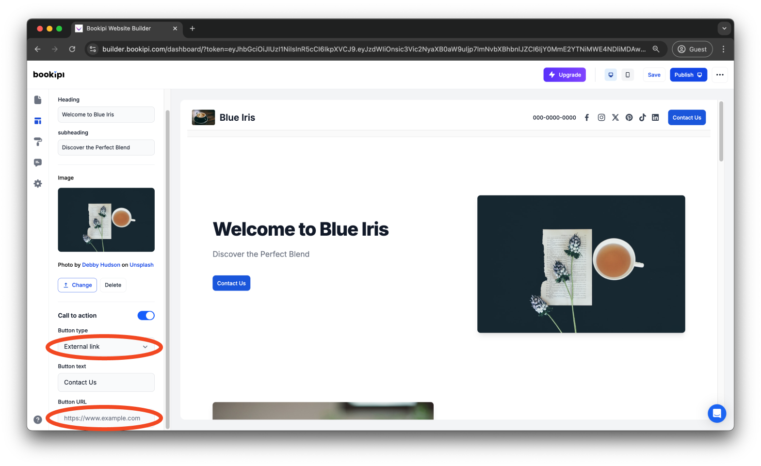 Bookipi AI Website Builder - How to enable the contact buttons and contact form in Bookipi AI Website Builder - 16
