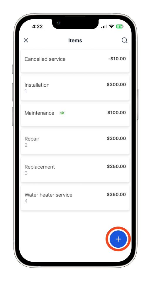 Invoice Mobile App - How to add an item on the Mobile App - 3