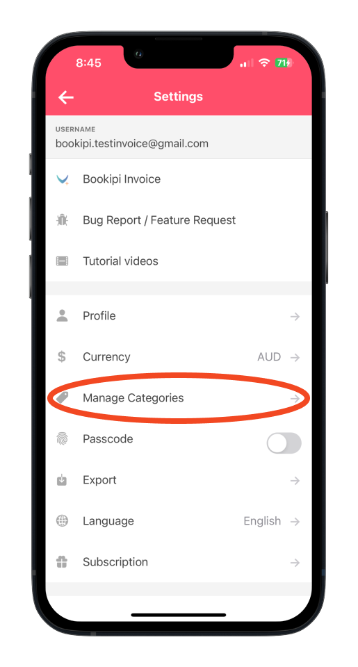 Bookipi Expense - How to delete a created category in Bookipi Expense - 2
