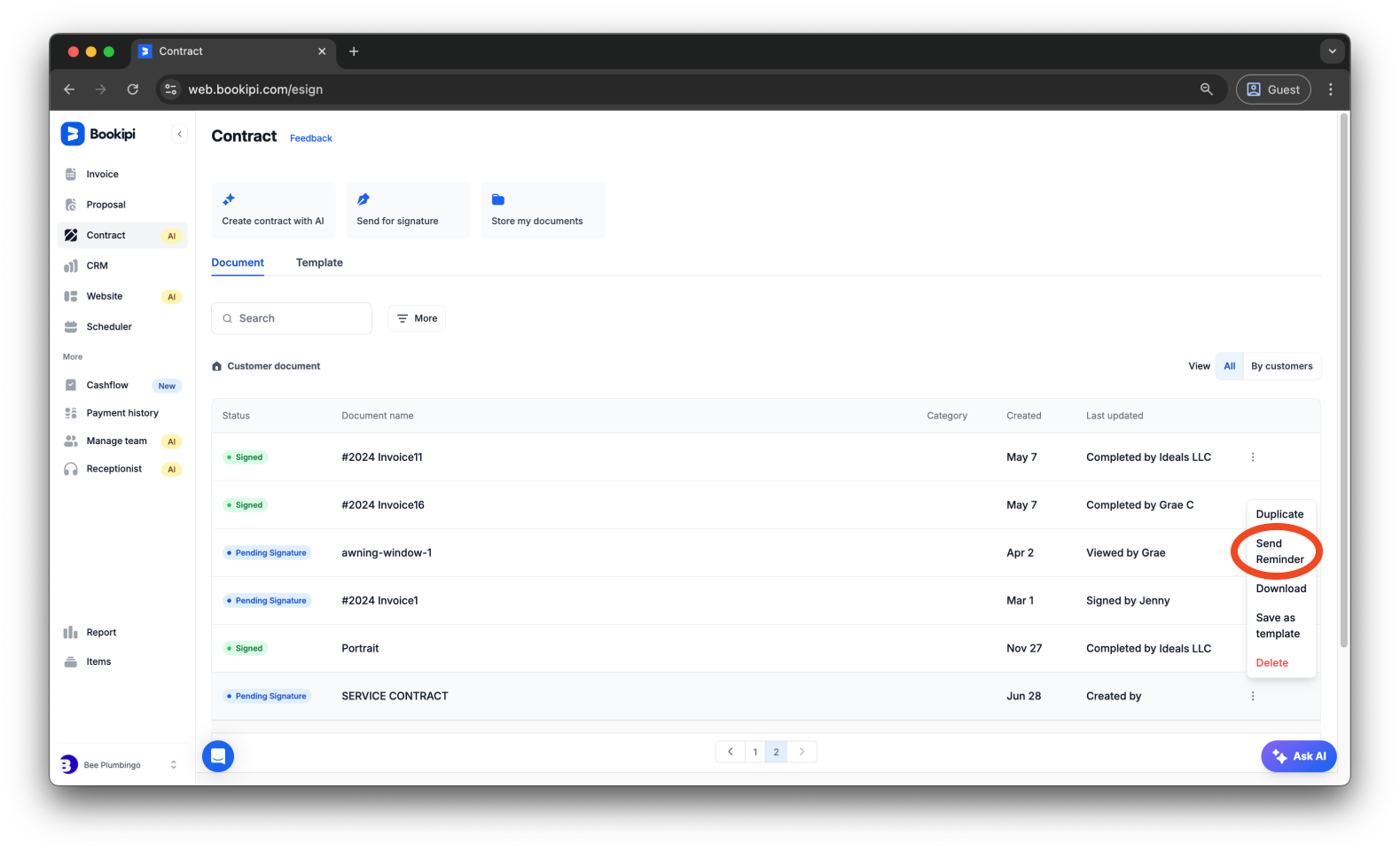Uncategorized - How to resend a document in Bookipi eSign - 3