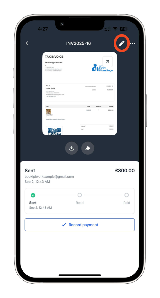 Uncategorized - How to add a deposit on the invoice using the mobile app - 7