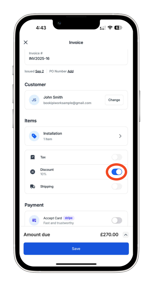 Uncategorized - How to add a deposit on the invoice using the mobile app - 8