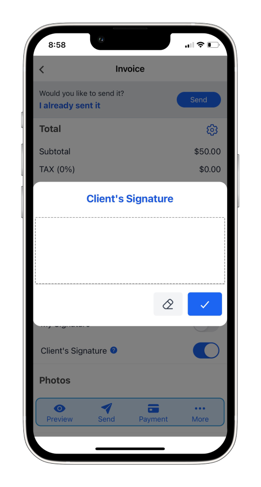Invoice Mobile App - How to get a customer to sign an invoice - 9