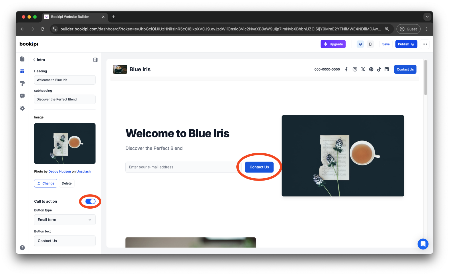 Bookipi AI Website Builder - How to enable the contact buttons and contact form in Bookipi AI Website Builder - 14