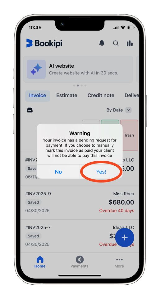 Invoice Mobile App - Auto Archive Paid invoices - 4