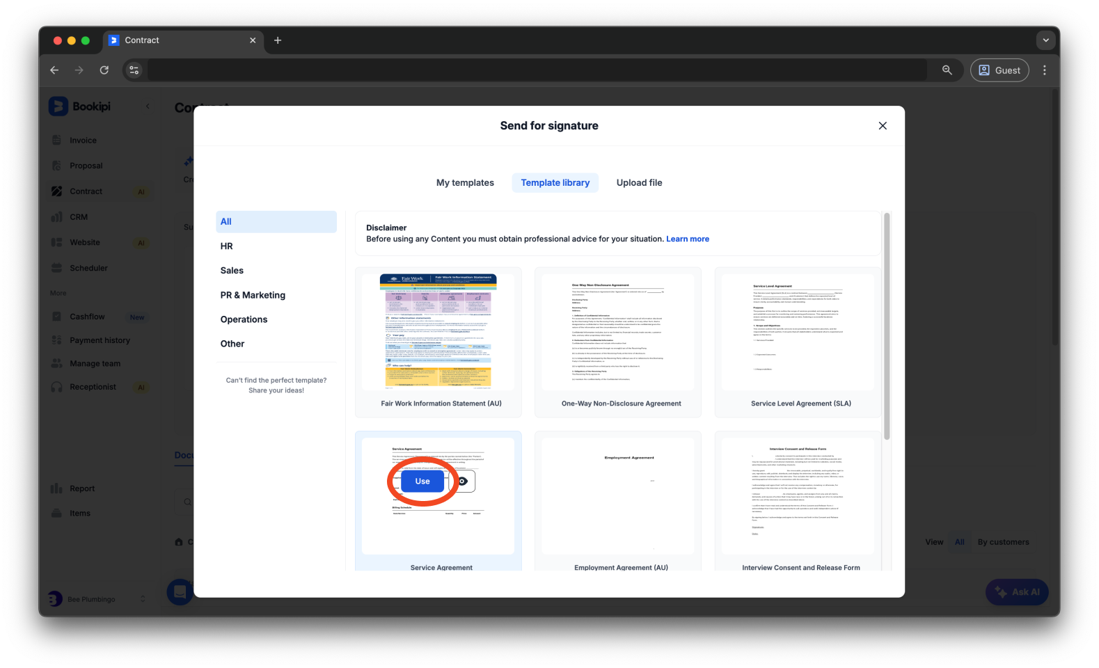 Bookipi eSign - How to create an eSign document from an existing template using Bookipi eSign - 6