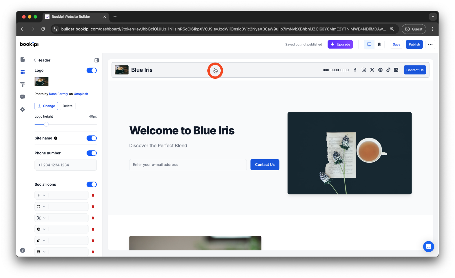 Bookipi AI Website Builder - How to add, edit, and disable your header site name in Bookipi AI Website Builder - 9