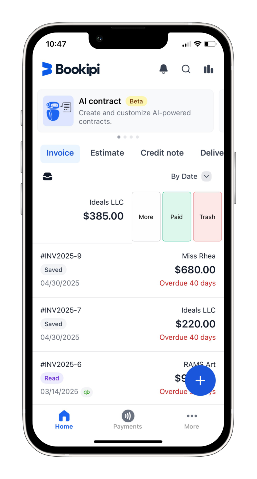 Invoice Mobile App - Auto Archive Paid invoices - 10