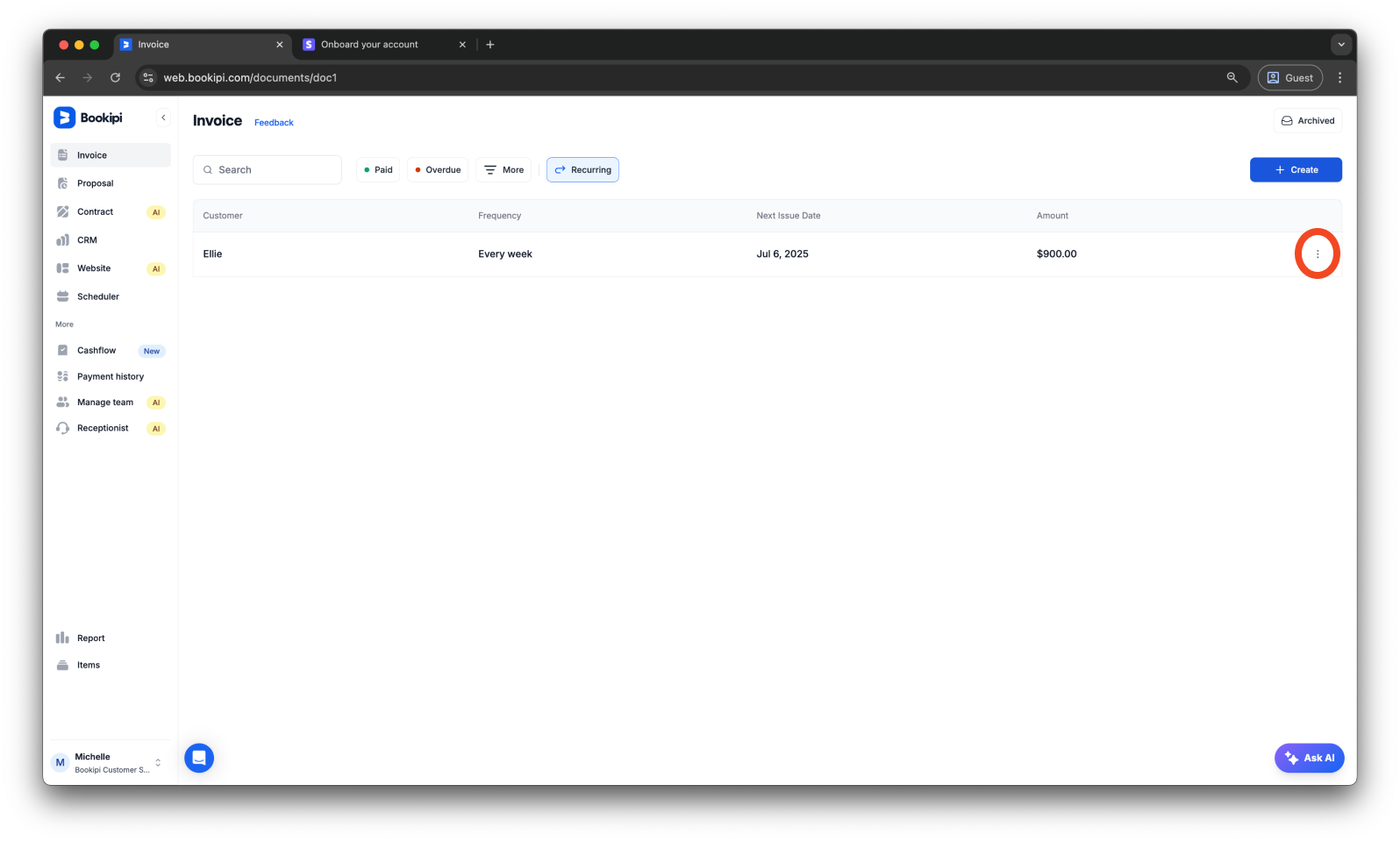 Invoice Web V2 - How to edit a recurring invoice - 3