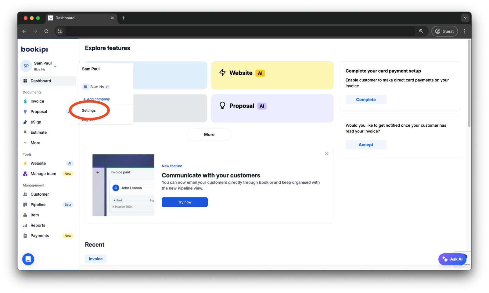 Bookipi Subscriptions - How to update your billing information for subscriptions - 2