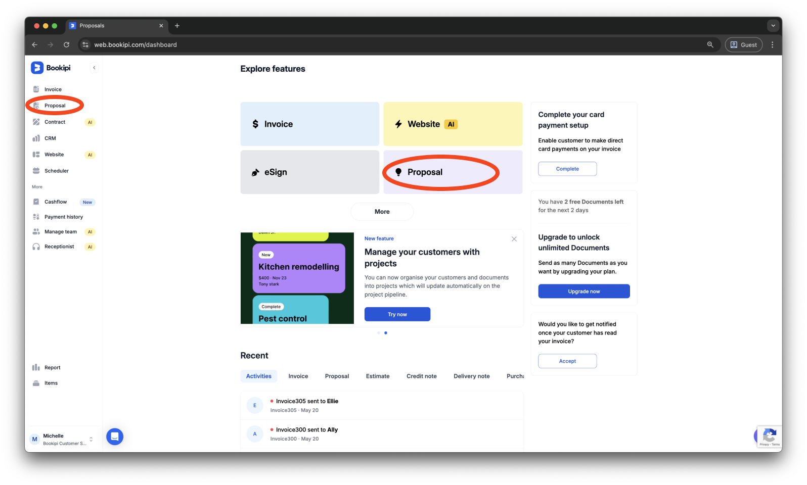 Bookipi Proposal Maker - How to duplicate a proposal on the Web App - 1