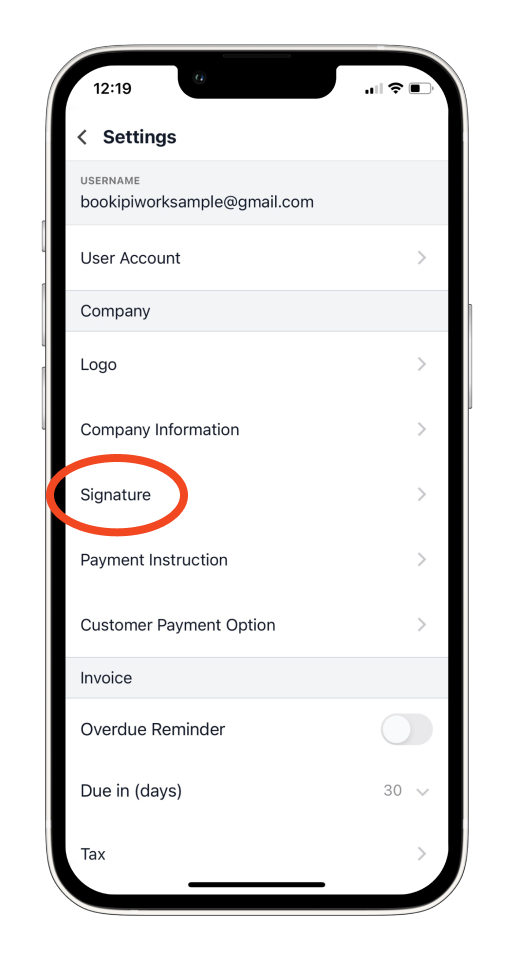 Invoice Mobile App - How to set up your company - 7