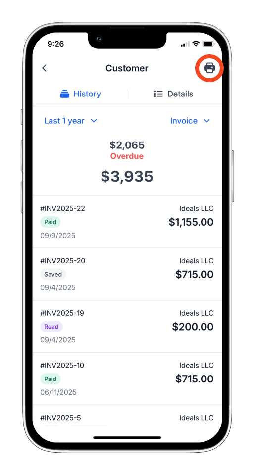 Invoice Mobile App - How to create and send a customer statement - 5