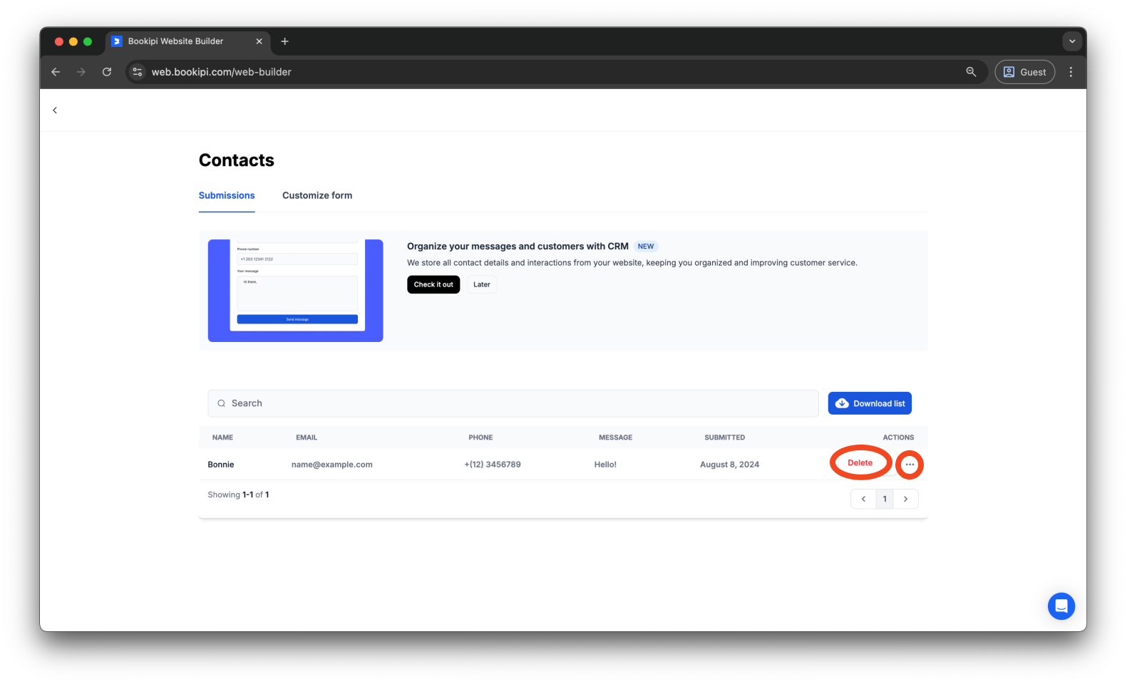 Bookipi AI Website Builder - How to locate messages in the Bookipi AI Website Builder - 6
