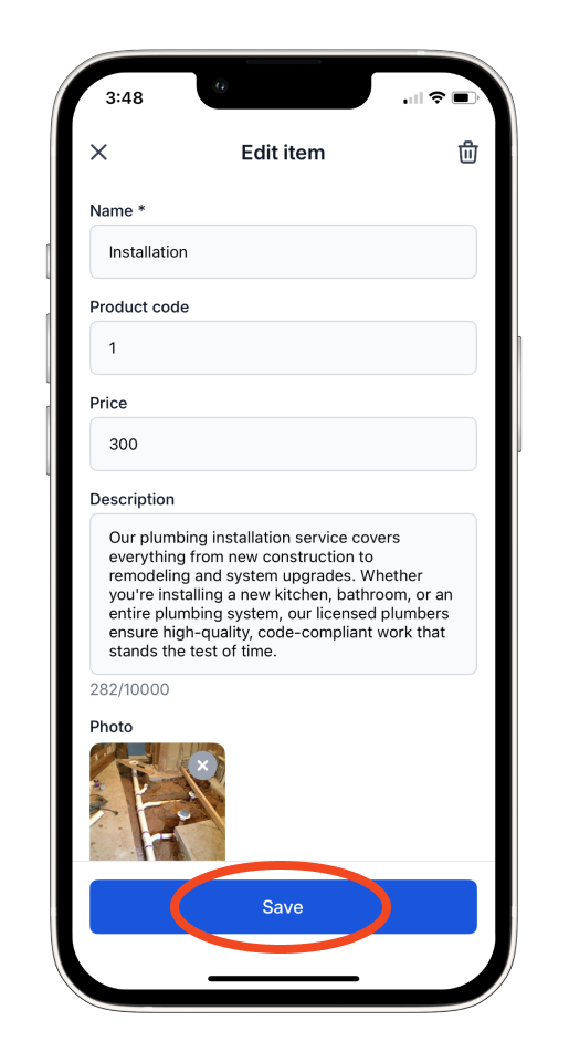 Invoice Mobile App - How to edit an item on the Mobile App - 5