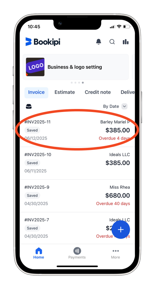 Invoice Mobile App - Auto Archive Paid invoices - 1
