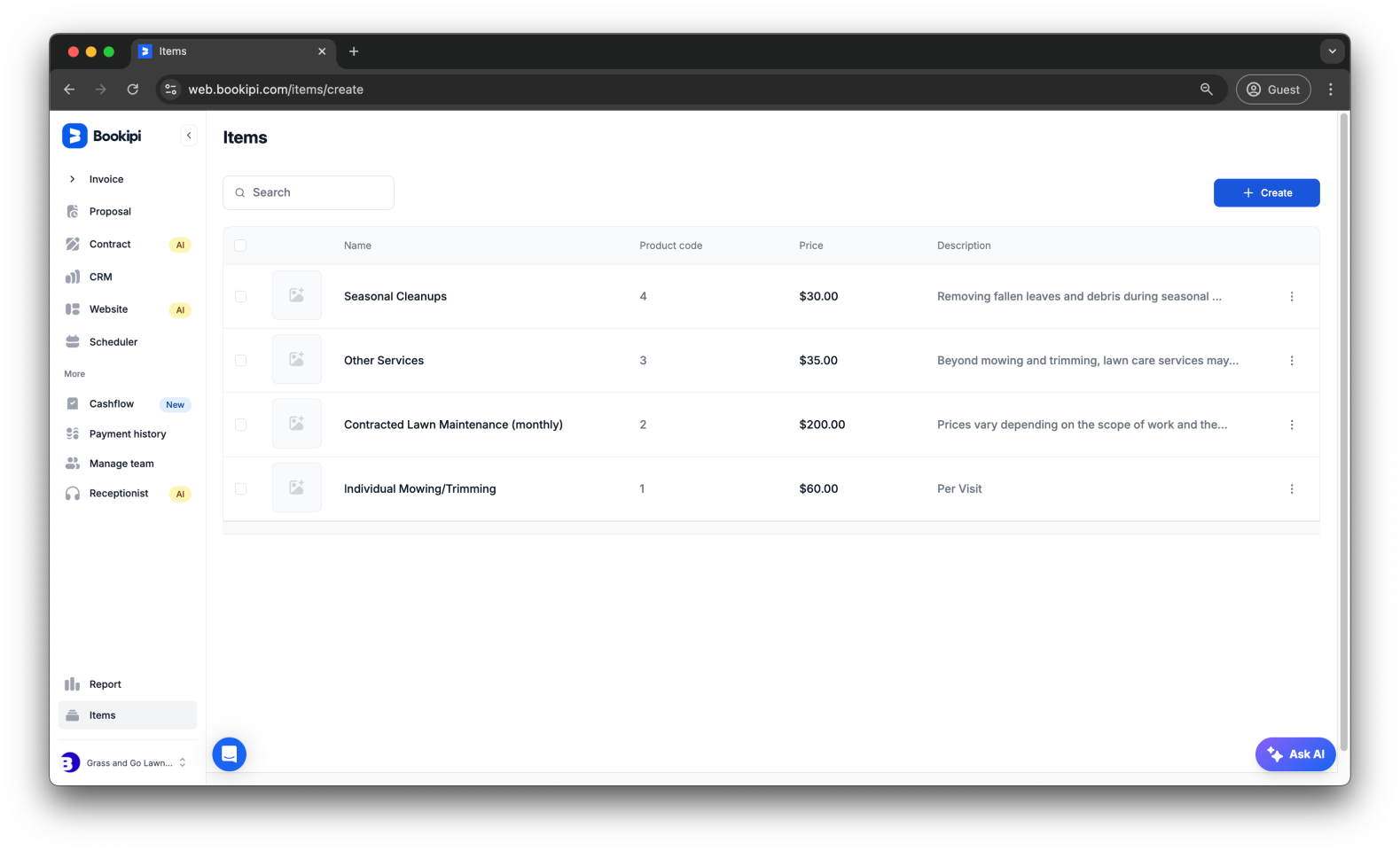 Invoice Web V2 - How to create, edit, copy and delete an item - 6