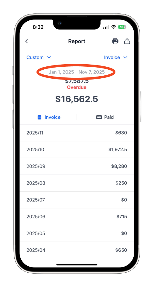 Invoice Mobile App - How to create a report - 18