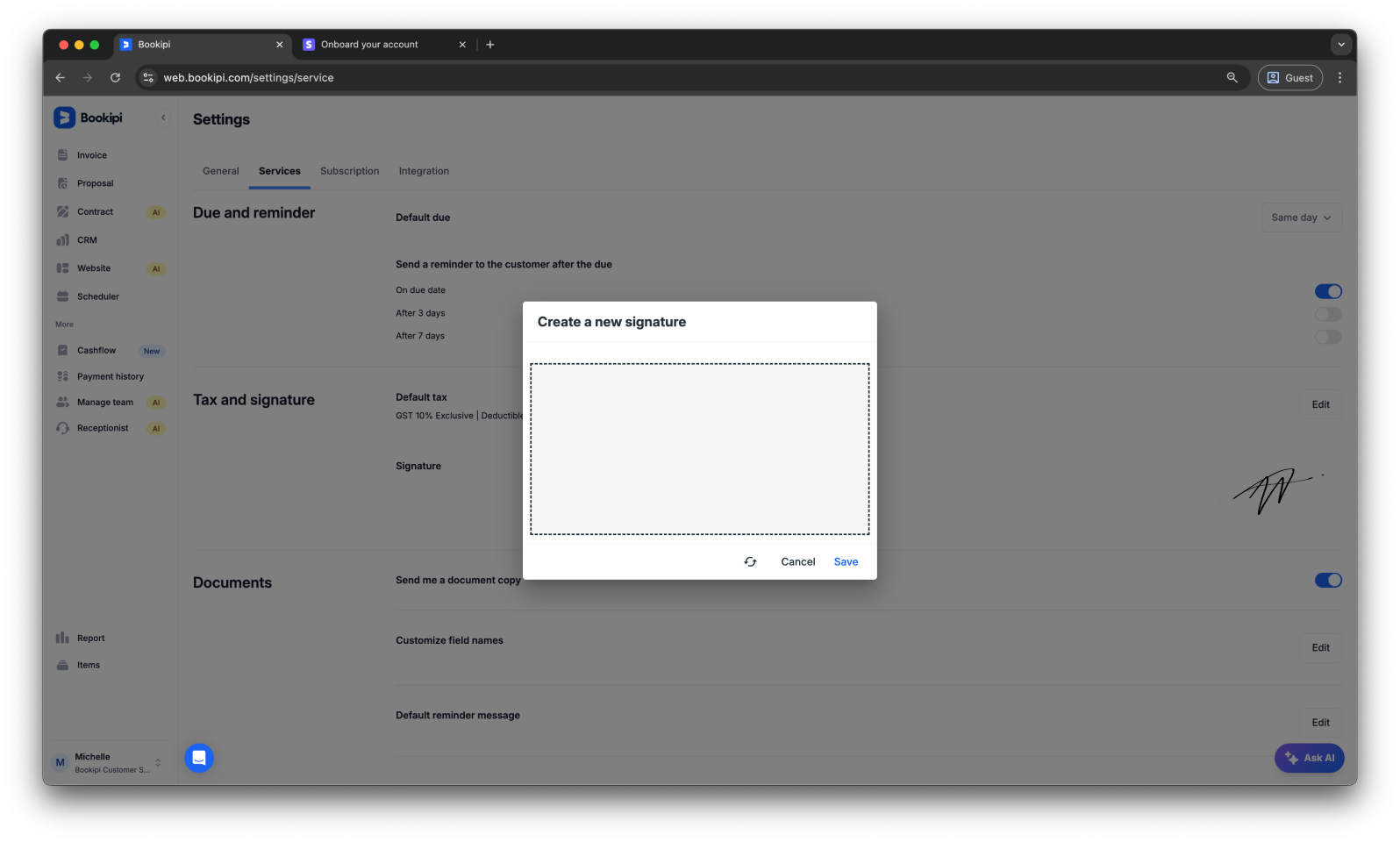 Invoice Web V2 - How to edit your signature in invoices - 5