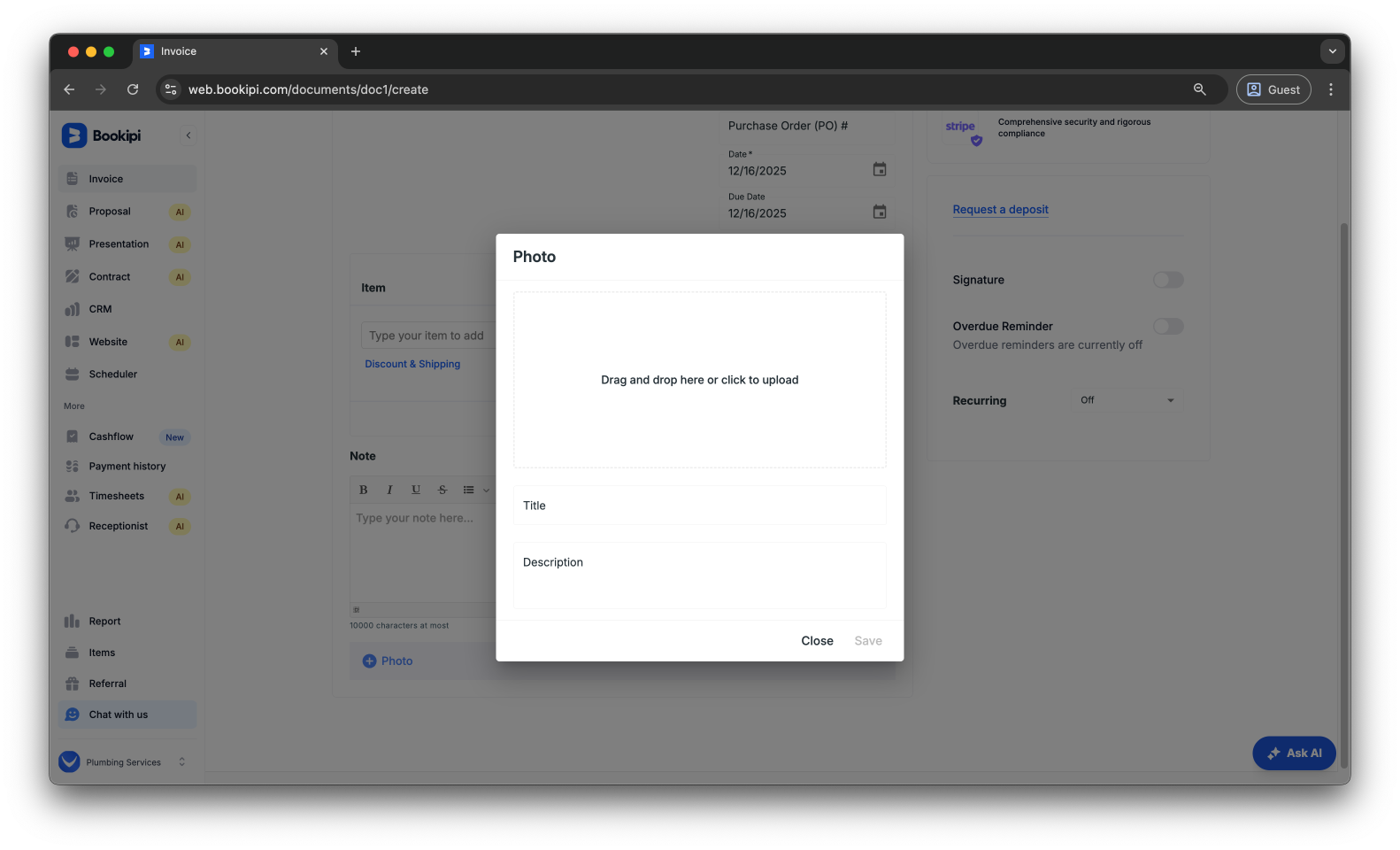 Invoice Web V2 - How to attach a photo to an invoice on the Web App - 5