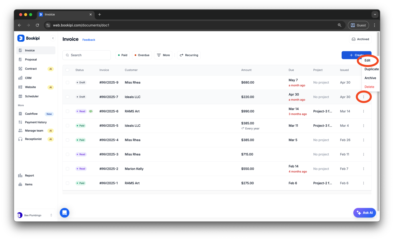 Invoice Web V2 - How to edit an invoice on Web - 3