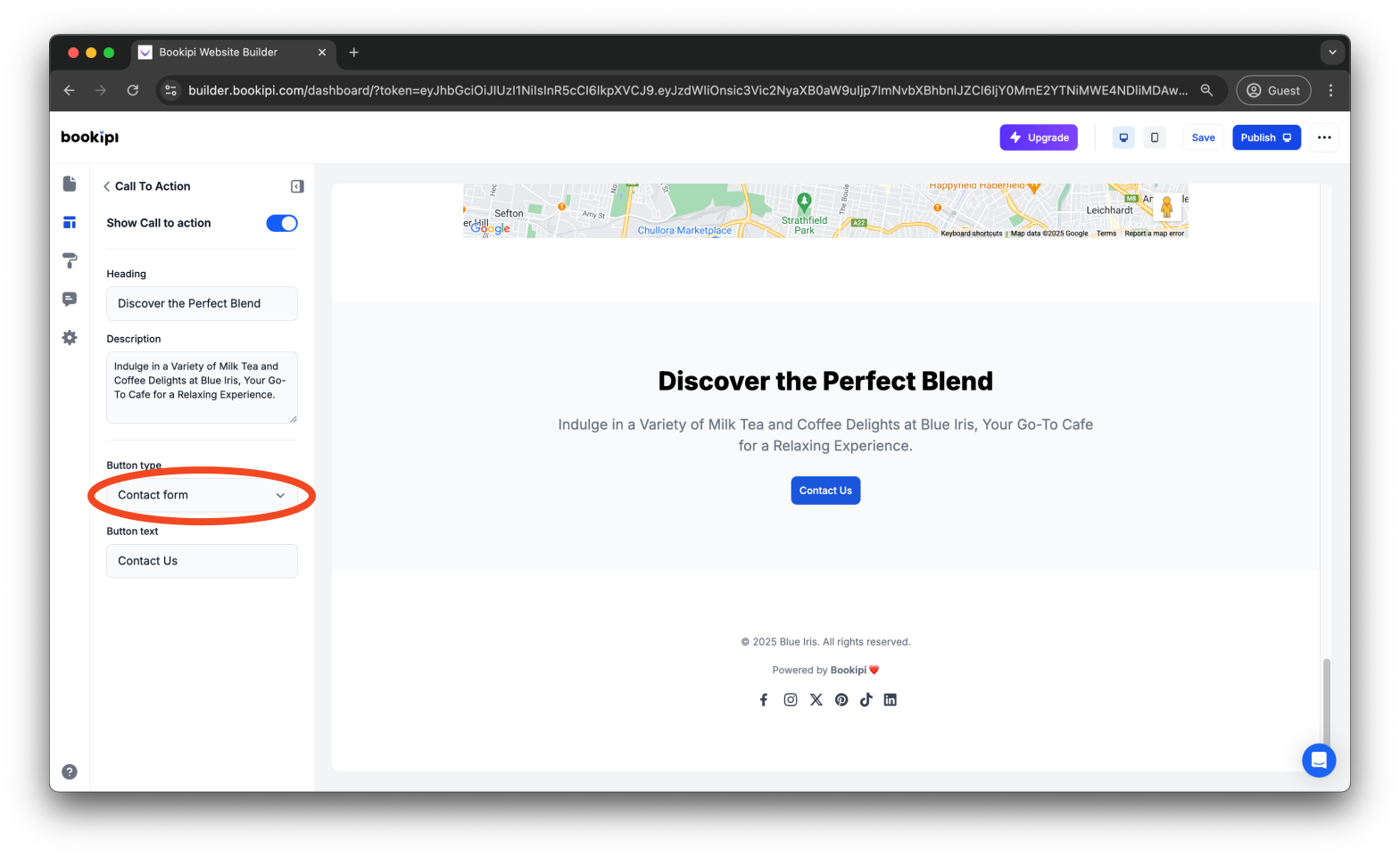 Bookipi AI Website Builder - How to enable the contact buttons and contact form in Bookipi AI Website Builder - 25