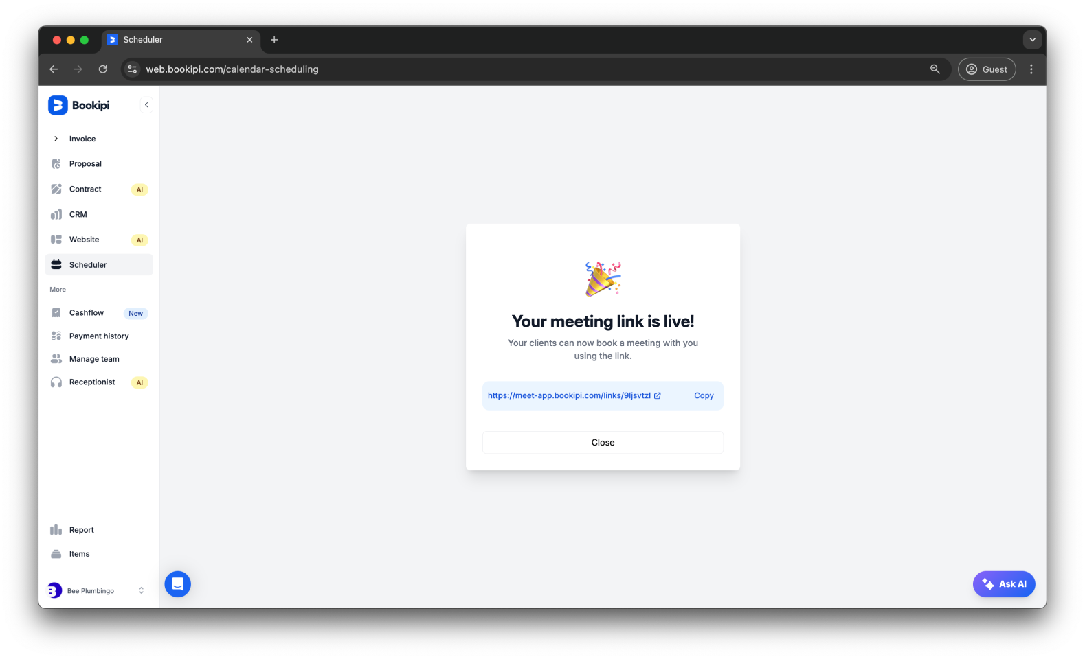 Invoice Web V2 - How to set up your calendar and add a meeting link to your event using Bookipi Scheduler - 15