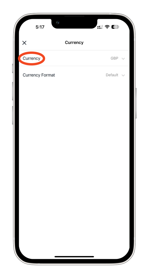 Invoice Mobile App - How to change the currency on the Mobile App - 4