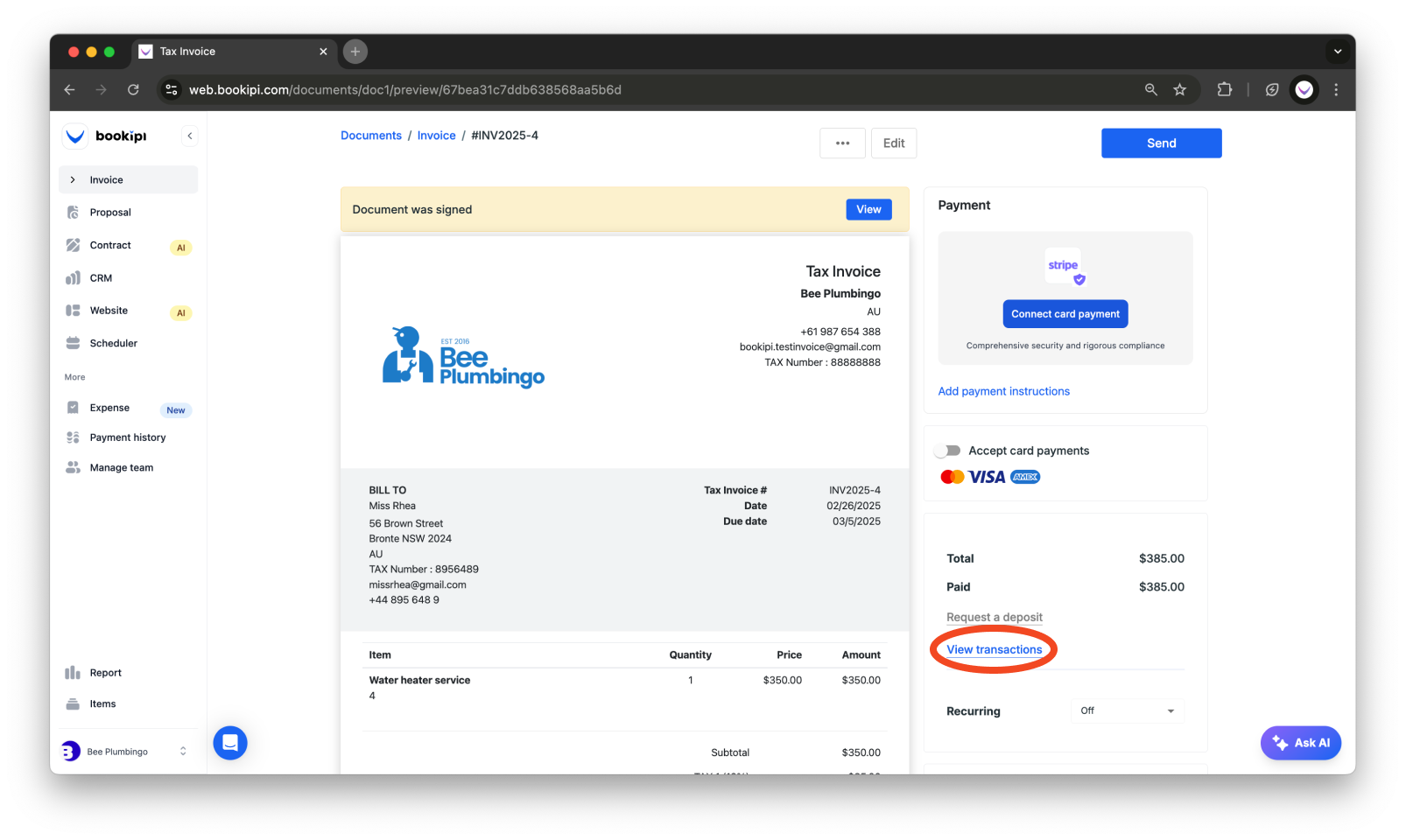 Invoice Web V2 - How to mark the invoice as paid and send a receipt using the web app - 7