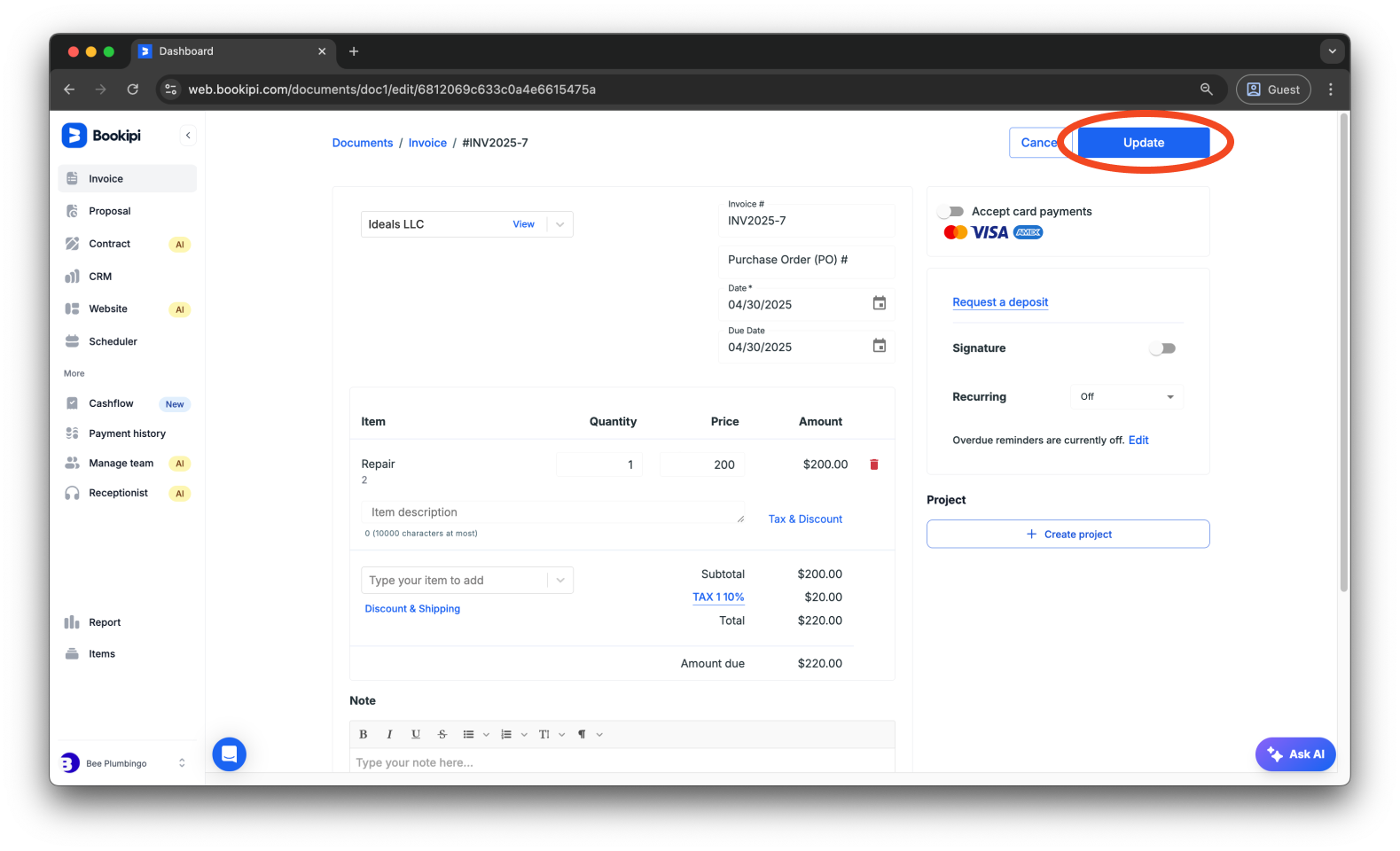 Invoice Web V2 - How to edit an invoice on Web - 6