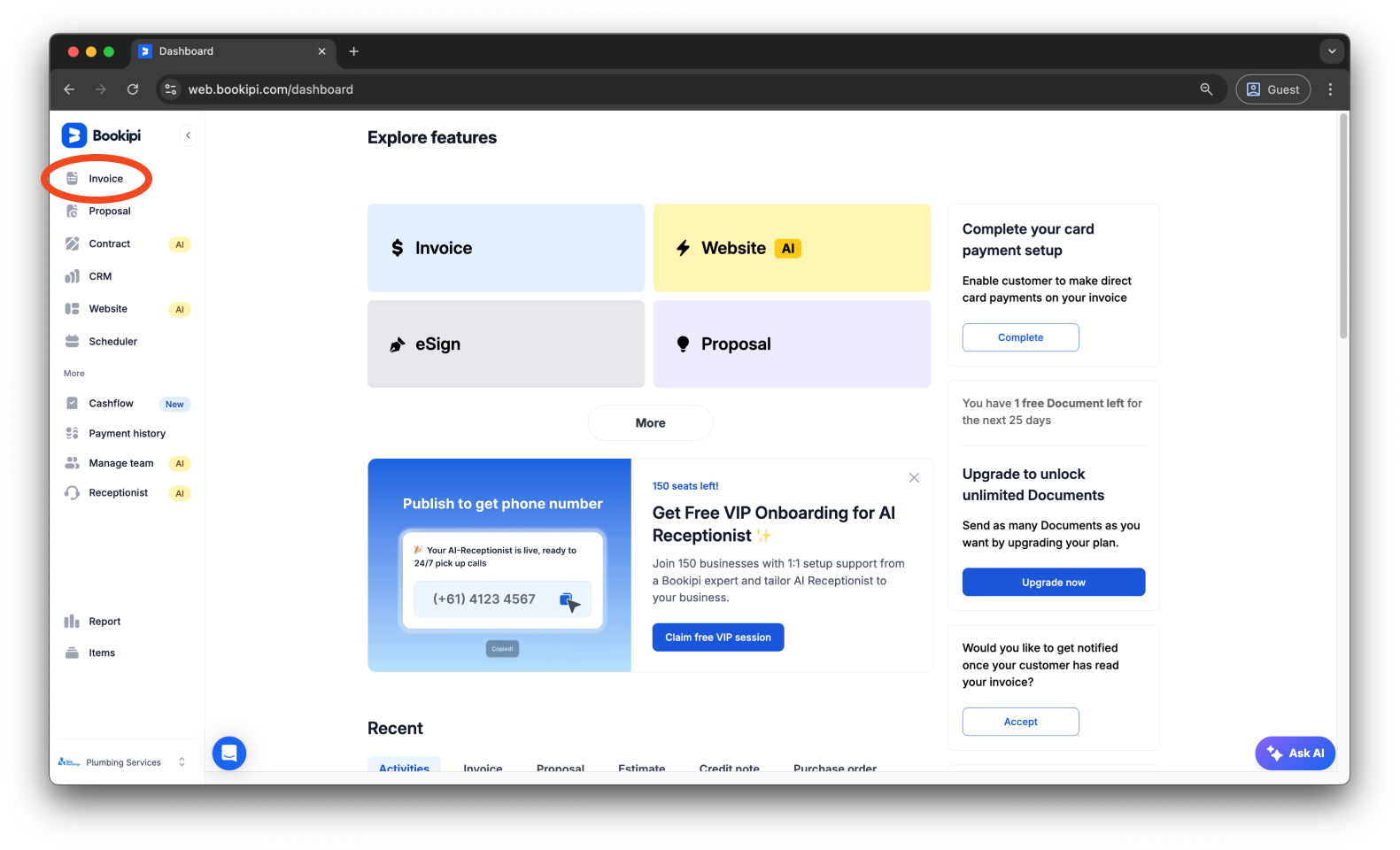 Invoice Web V2 - How to create a recurring invoice - 1