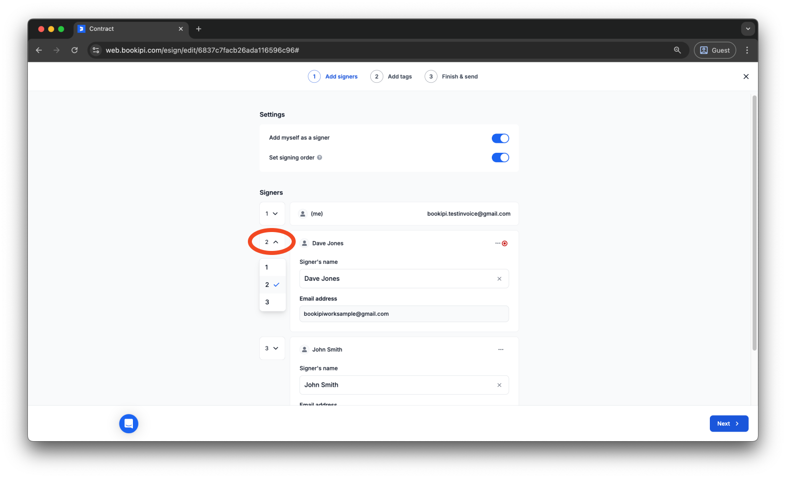 Uncategorized - How to set a signing order in your Bookipi eSign document - 6