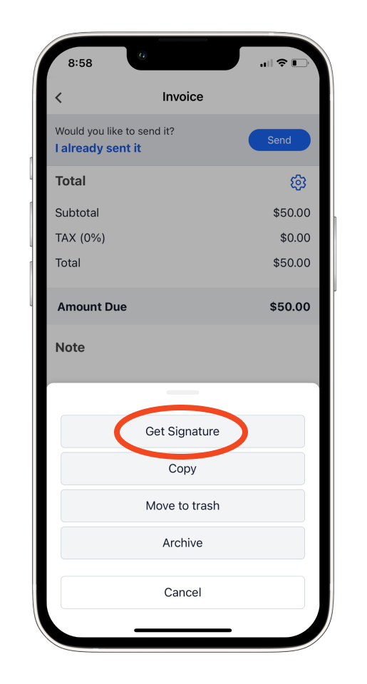 Invoice Mobile App - How to get a customer to sign an invoice - 8