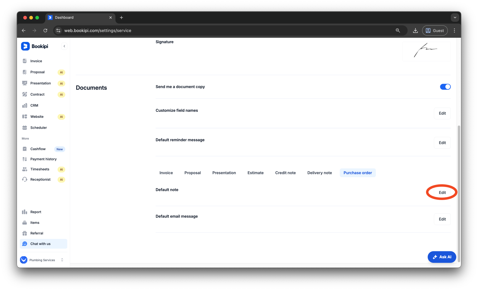 Invoice Web V2 - How to add bank details as notes on the Web App - 6