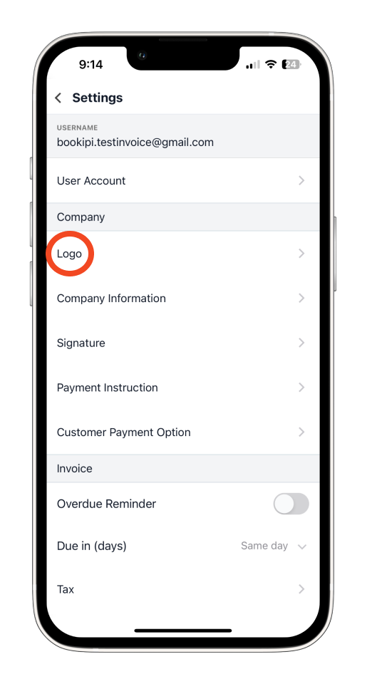 Invoice Mobile App - How to add your logo to invoices on the mobile app - 3