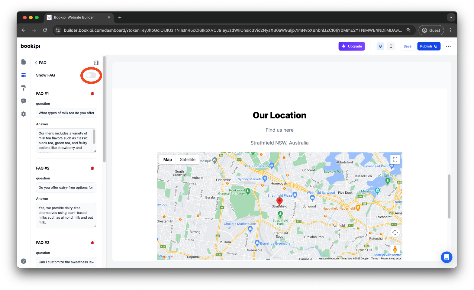 Bookipi AI Website Builder - How to add, edit and delete your FAQs in Bookipi AI Website Builder - 9