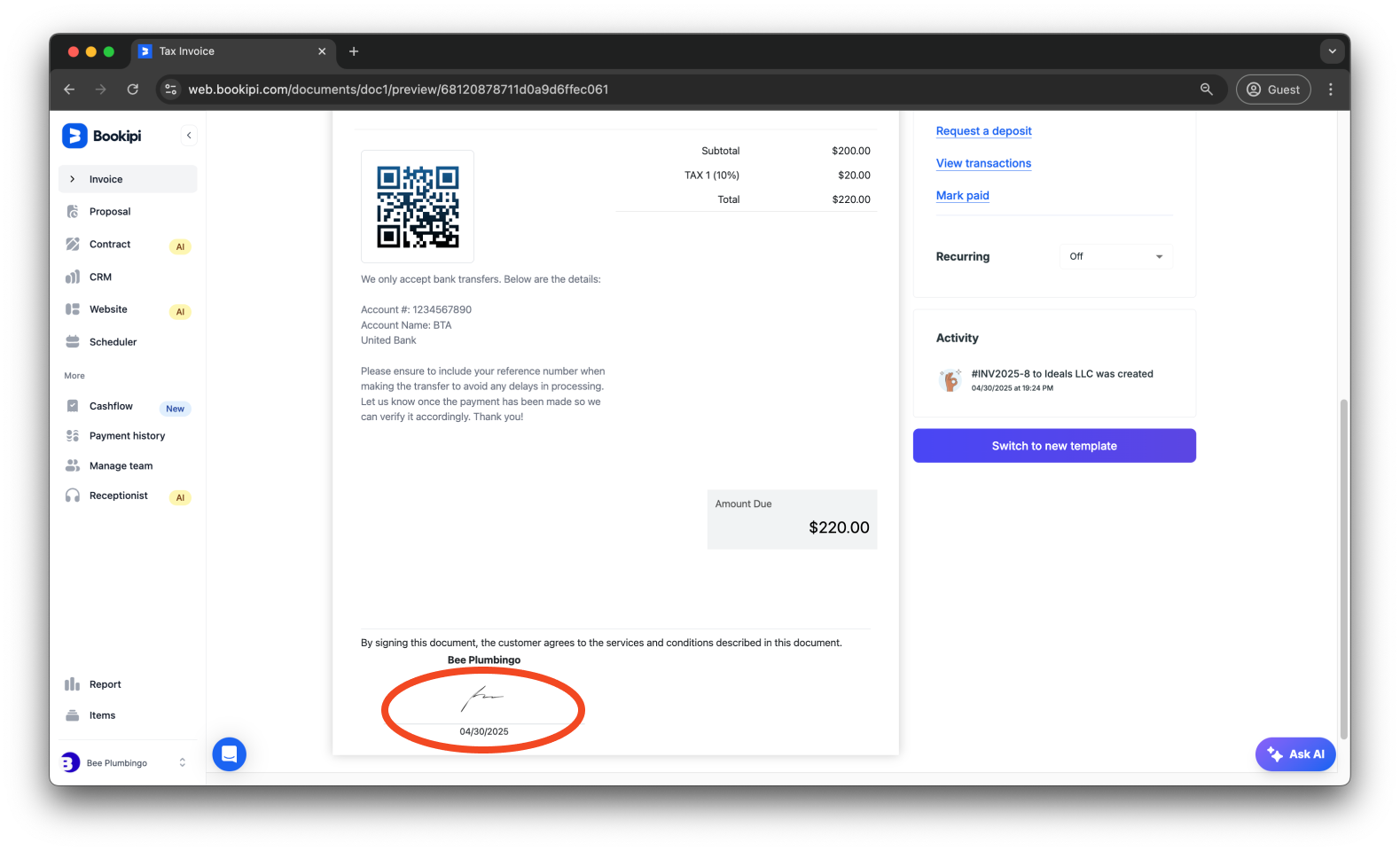 Invoice Web V2 - How to add a signature to invoices - 11