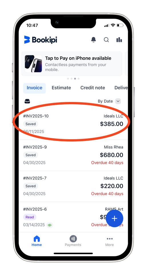Invoice Mobile App - Auto Archive Paid invoices - 9