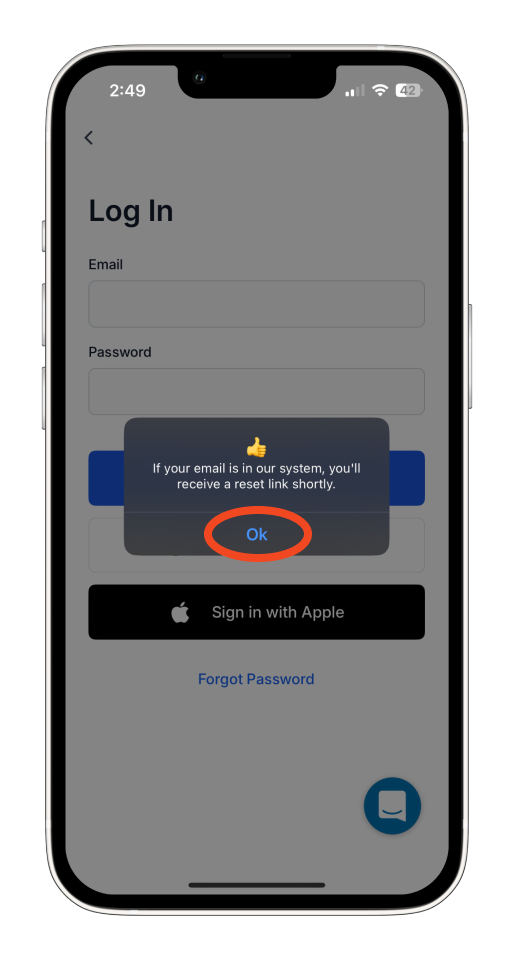 Invoice Mobile App - How to reset your password - 4