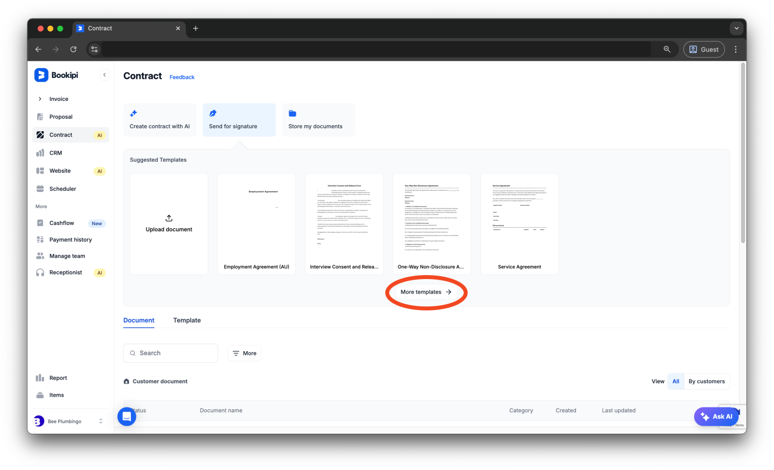 Bookipi eSign - How to create an eSign document from an existing template using Bookipi eSign - 4