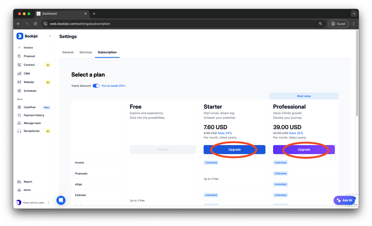 Bookipi Subscriptions - How to subscribe for multiple businesses - 7
