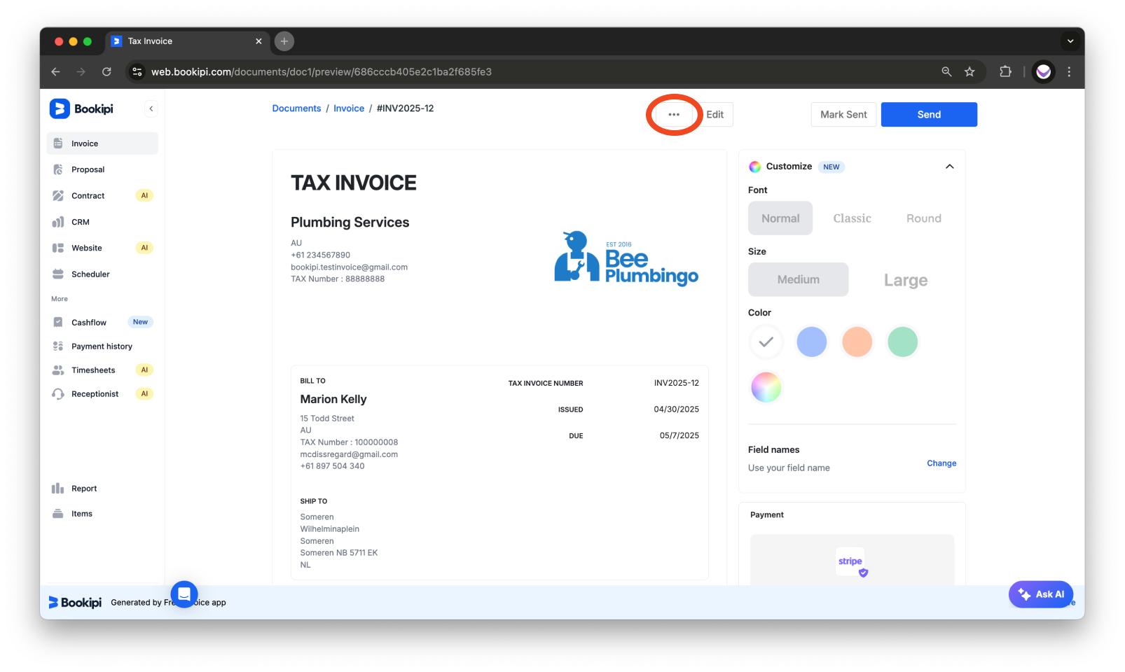 Invoice Web V2 - How to refund customers on Stripe and reissue invoices - 3
