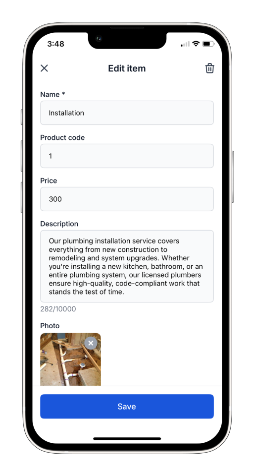 Invoice Mobile App - How to edit an item on the Mobile App - 4