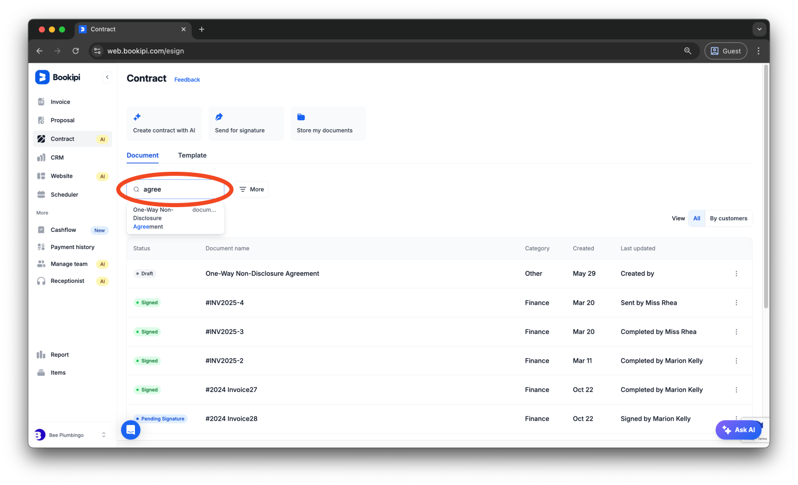 Uncategorized - How to search and filter documents in Bookipi eSign - 2