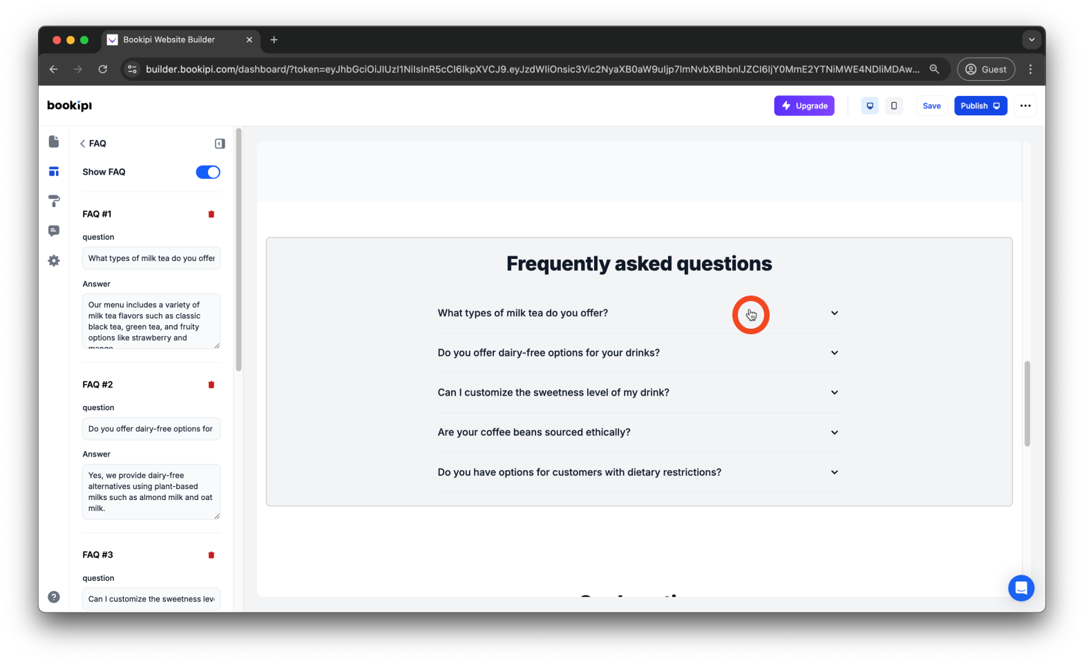 Bookipi AI Website Builder - How to add, edit and delete your FAQs in Bookipi AI Website Builder - 4