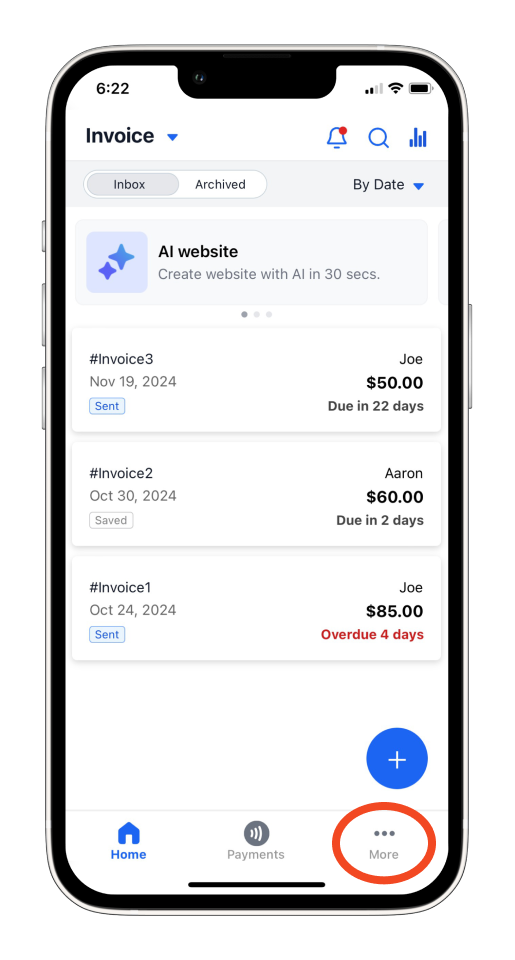 Invoice Mobile App - How to add a photo of a receipt - 1