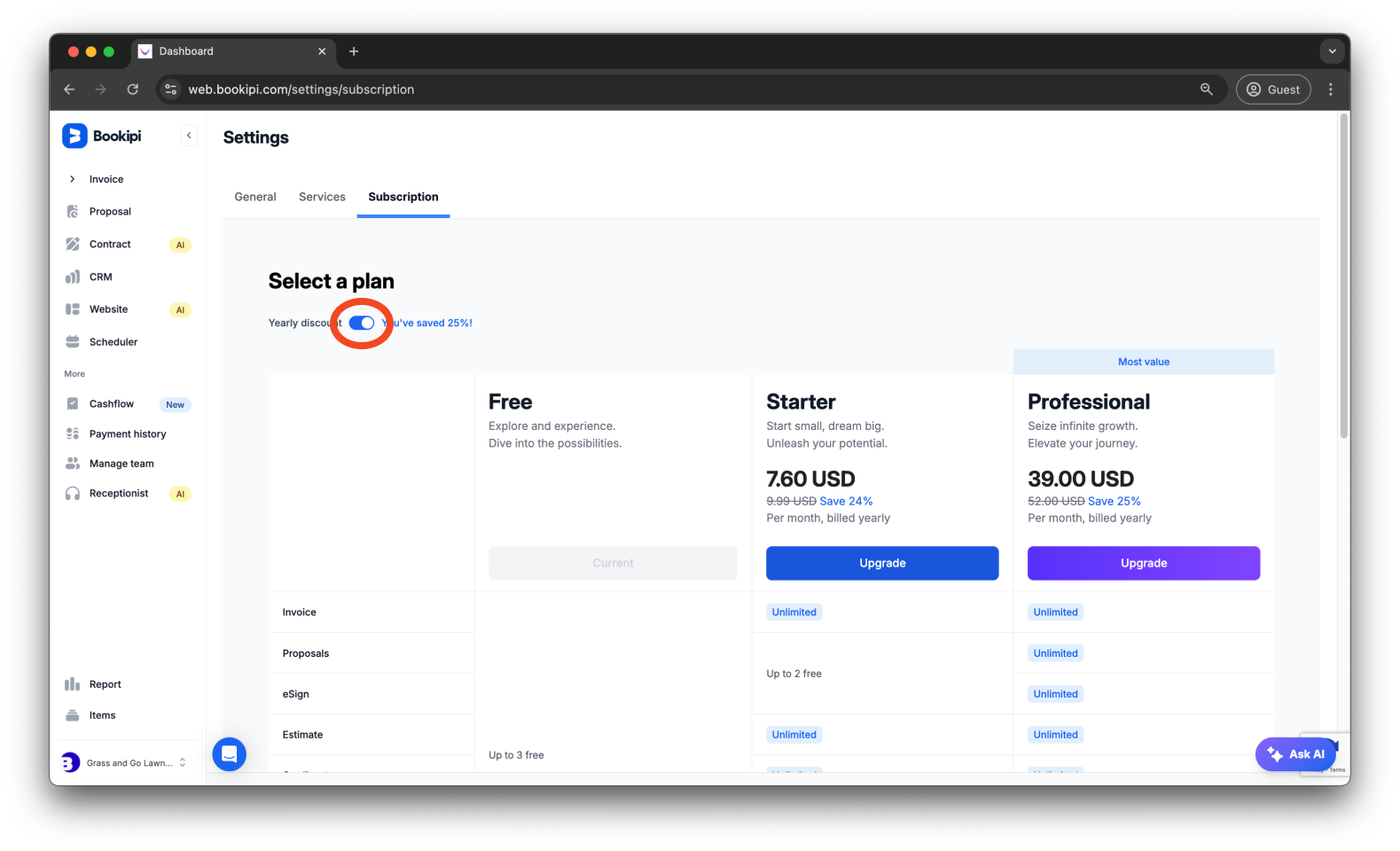 Bookipi Subscriptions - How to subscribe for multiple businesses - 6