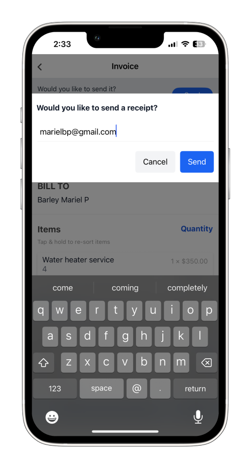 Invoice Mobile App - How to record a partial payment - 9