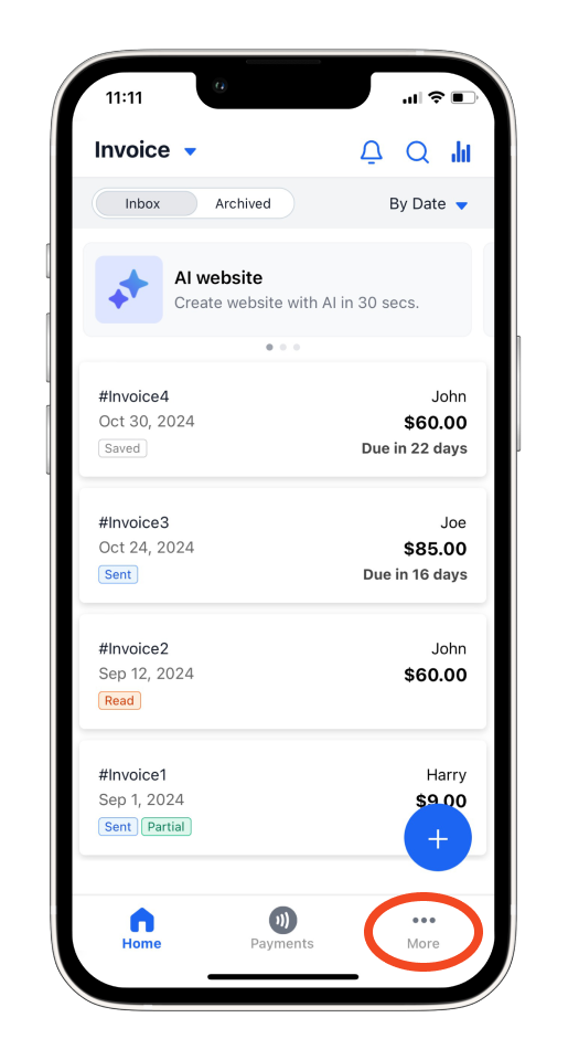 Invoice Mobile App - How to find your Invoice Mobile App email - 1