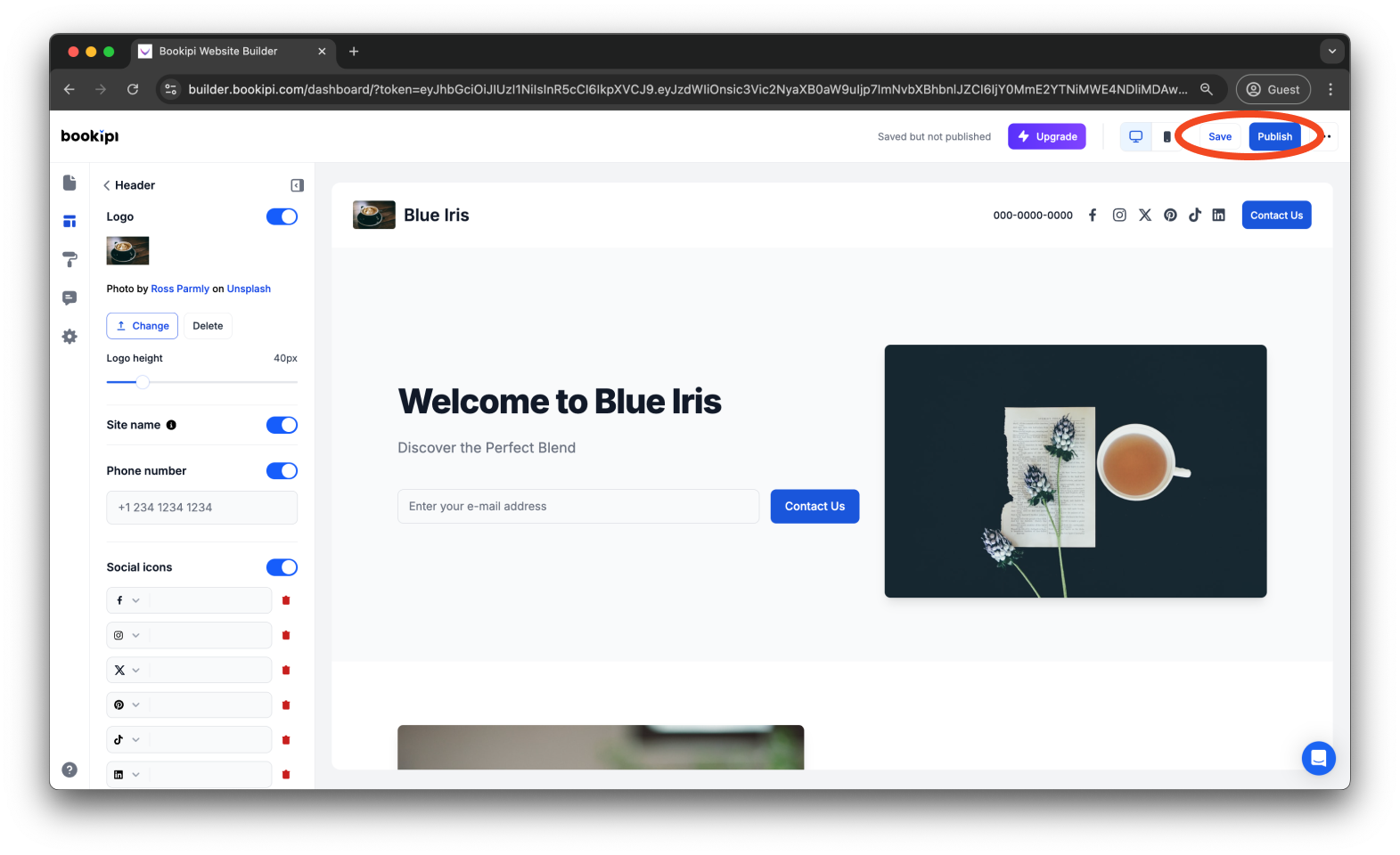 Bookipi AI Website Builder - How to add, edit, and disable your header site name in Bookipi AI Website Builder - 11